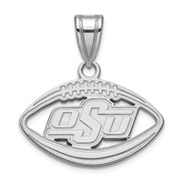 Sterling Silver Rhodium-plated LogoArt Oklahoma State University O-s-u Football Pendant view 1