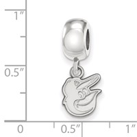 Sterling Silver Rhodium Plated Major League Baseball LogoArt Baltimore Orioles Extra Small Dangle Bead view 4