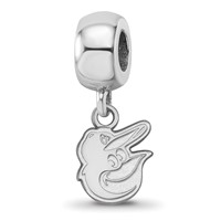 Sterling Silver Rhodium Plated Major League Baseball LogoArt Baltimore Orioles Extra Small Dangle Bead view 1