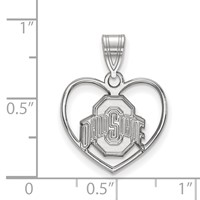 Sterling Silver Rhodium-plated LogoArt the Ohio State University Heart Pendant view 2