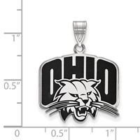 Sterling Silver Rhodium-plated LogoArt Ohio University Large Enameled Pendant view 2