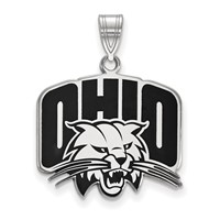 Sterling Silver Rhodium-plated LogoArt Ohio University Large Enameled Pendant view 1