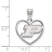 Sterling Silver Rhodium-plated LogoArt Purdue University Letter P Heart Pendant view 2