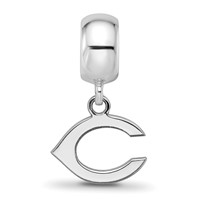 Sterling Silver Rhodium Plated Major League Baseball LogoArt Cincinnati Reds Dangle Bead view 3