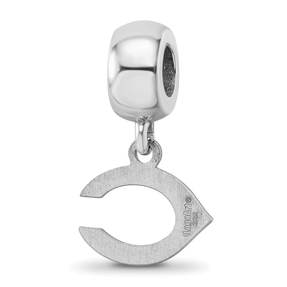 Sterling Silver Rhodium Plated Major League Baseball LogoArt Cincinnati Reds Dangle Bead