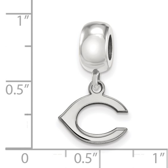 Sterling Silver Rhodium Plated Major League Baseball LogoArt Cincinnati Reds Dangle Bead