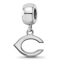 Sterling Silver Rhodium Plated Major League Baseball LogoArt Cincinnati Reds Dangle Bead view 1