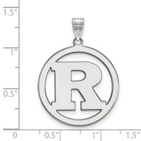 Sterling Silver Rhodium-plated LogoArt Rutgers University Letter R Extra Large Circle Pendant view 2