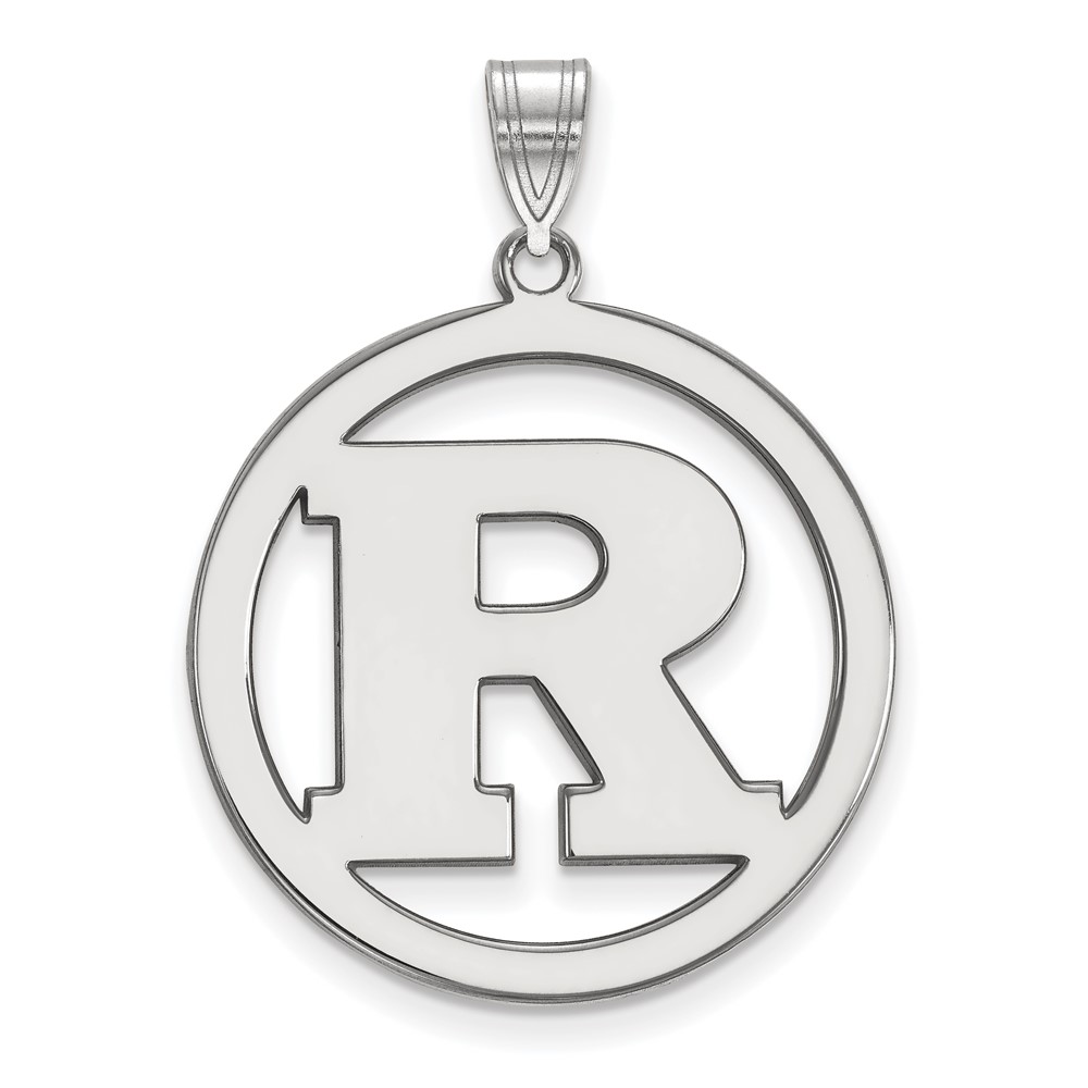 Sterling Silver Rhodium-plated LogoArt Rutgers University Letter R Extra Large Circle Pendant