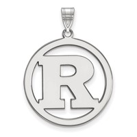 Sterling Silver Rhodium-plated LogoArt Rutgers University Letter R Extra Large Circle Pendant view 1