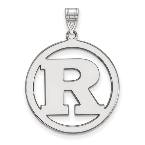 Sterling Silver Rhodium-plated LogoArt Rutgers University Letter R Extra Large Circle Pendant