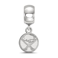 Sterling Silver Rhodium-plated Nhl LogoArt Buffalo Sabres Extra Small Dangle Bead view 2