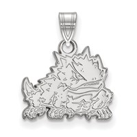 Sterling Silver Rhodium-plated LogoArt Texas Christian University Horned Frog Small Pendant view 1