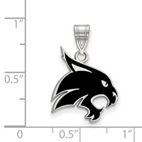 Sterling Silver Rhodium-plated LogoArt Texas State University Bobcat Large Enameled Pendant view 2