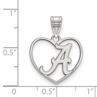 Sterling Silver Rhodium-plated LogoArt University of Alabama Letter a Heart Pendant view 2