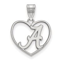 Sterling Silver Rhodium-plated LogoArt University of Alabama Letter a Heart Pendant view 1
