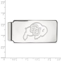 Sterling Silver Rhodium-plated LogoArt University of Colorado Buffalo Money Clip view 2