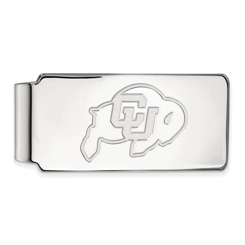 Sterling Silver Rhodium-plated LogoArt University of Colorado Buffalo Money Clip