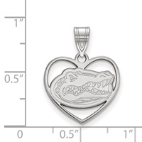 Sterling Silver Rhodium-plated LogoArt University of Florida Gator Heart Pendant view 2