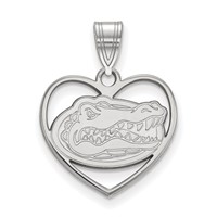 Sterling Silver Rhodium-plated LogoArt University of Florida Gator Heart Pendant view 1