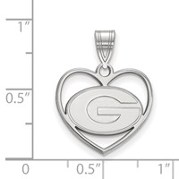 Sterling Silver Rhodium-plated LogoArt University of Georgia Letter G Heart Pendant view 2
