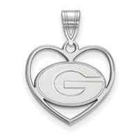 Sterling Silver Rhodium-plated LogoArt University of Georgia Letter G Heart Pendant view 1