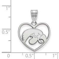Sterling Silver Rhodium-plated LogoArt University of Iowa Hawk Heart Pendant view 2