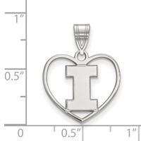 Sterling Silver Rhodium-plated LogoArt University of Illinois Letter I Heart Pendant view 2