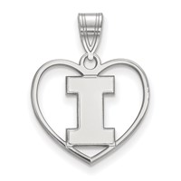 Sterling Silver Rhodium-plated LogoArt University of Illinois Letter I Heart Pendant view 1