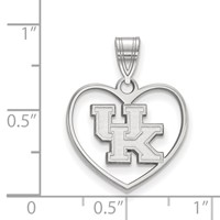 Sterling Silver Rhodium-plated LogoArt University of Kentucky U-k Heart Pendant view 2