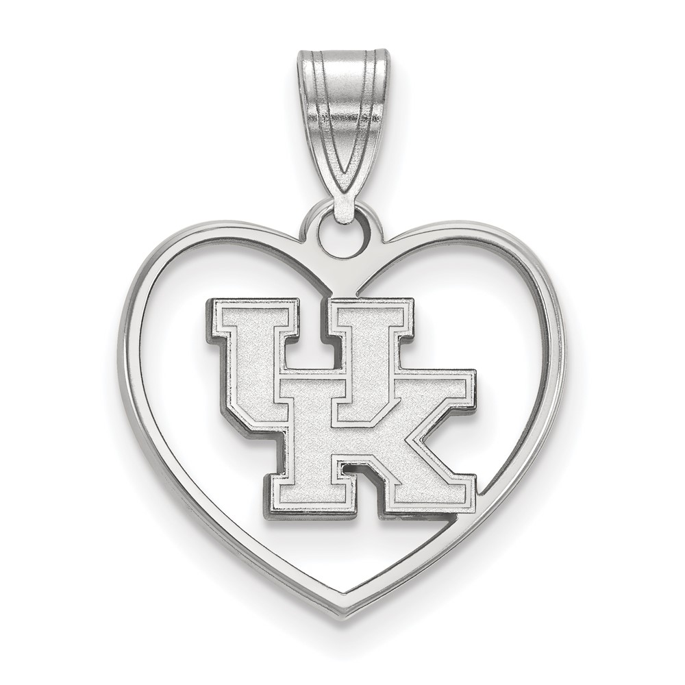 Sterling Silver Rhodium-plated LogoArt University of Kentucky U-k Heart Pendant