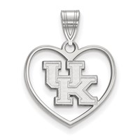 Sterling Silver Rhodium-plated LogoArt University of Kentucky U-k Heart Pendant view 1