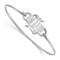 Sterling Silver Rhodium-plated LogoArt University of Louisville Letter L Small Center Wire Bangle, 7" view 1
