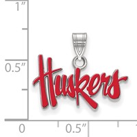 Sterling Silver Rhodium-plated LogoArt University of Nebraska Huskers Small Enameled Pendant view 2