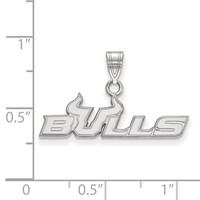 Sterling Silver Rhodium-plated LogoArt University of South Florida Bulls Small Pendant view 2
