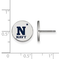 Sterling Silver Rhodium-plated LogoArt US Naval Academy Small Enameled Disc Post Earrings view 2