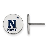 Sterling Silver Rhodium-plated LogoArt US Naval Academy Small Enameled Disc Post Earrings view 1