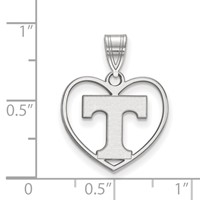Sterling Silver Rhodium-plated LogoArt University of Tennessee Letter T Heart Pendant view 2