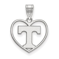 Sterling Silver Rhodium-plated LogoArt University of Tennessee Letter T Heart Pendant view 1