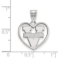 Sterling Silver Rhodium-plated LogoArt University of Virginia Heart Pendant view 2