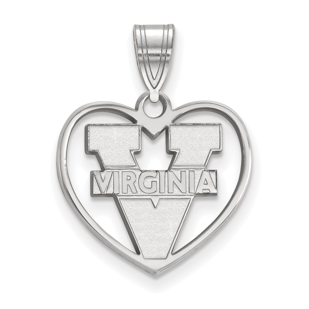Sterling Silver Rhodium-plated LogoArt University of Virginia Heart Pendant