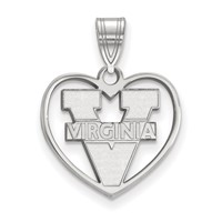 Sterling Silver Rhodium-plated LogoArt University of Virginia Heart Pendant view 1