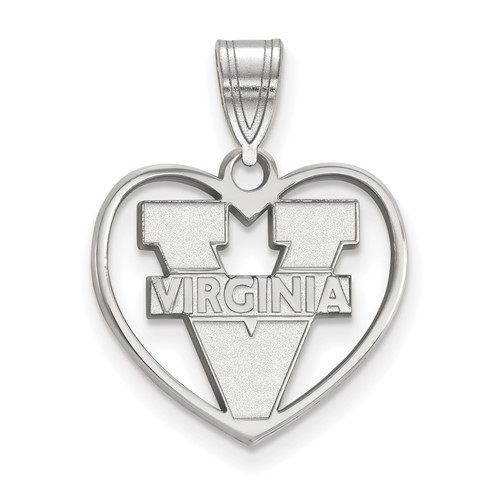 Sterling Silver Rhodium-plated LogoArt University of Virginia Heart Pendant