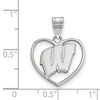 Sterling Silver Rhodium-plated LogoArt University of Wisconsin Heart Pendant view 2