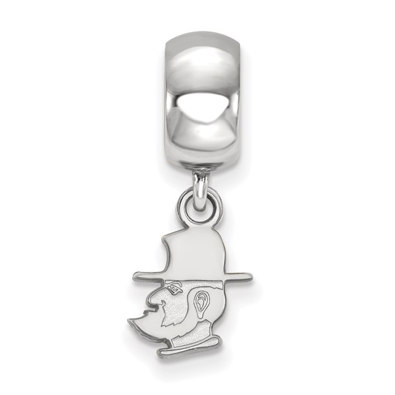 Sterling Silver Rhodium-plated LogoArt Appalachian State University Mountaineer Extra Small Dangle Bead Charm