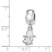 Sterling Silver Rhodium-plated LogoArt Appalachian State University Mountaineer Extra Small Dangle Bead Charm view 3