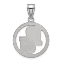 Sterling Silver Rhodium-plated LogoArt Baylor University Bears Medium Circle Pendant view 4