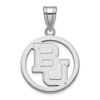 Sterling Silver Rhodium-plated LogoArt Baylor University Bears Medium Circle Pendant view 1