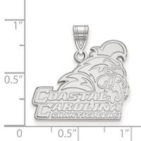 Sterling Silver Rhodium-plated LogoArt Coastal Carolina University Chanticleers Large Pendant view 2