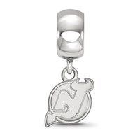Sterling Silver Rhodium-plated Nhl LogoArt New Jersey Devils Extra Small Dangle Bead Charm view 2